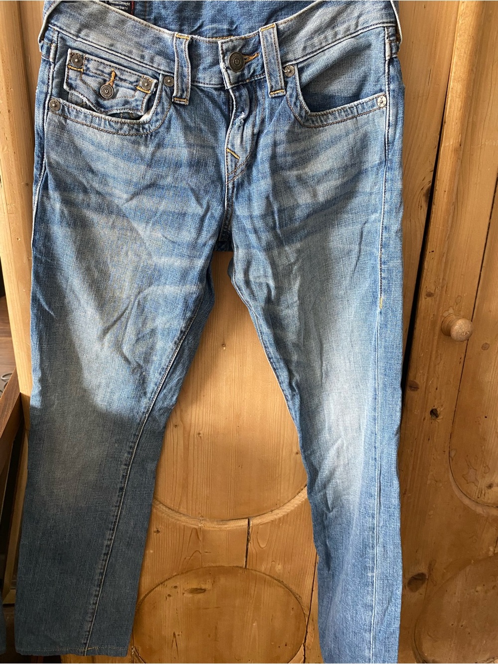 True Religion Faded Light Blue Slim Straight Jeans